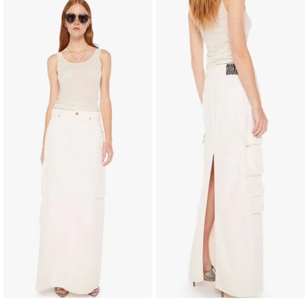 MOTHER The Fun Dip Denim Cargo Maxi Skirt 28 NWT